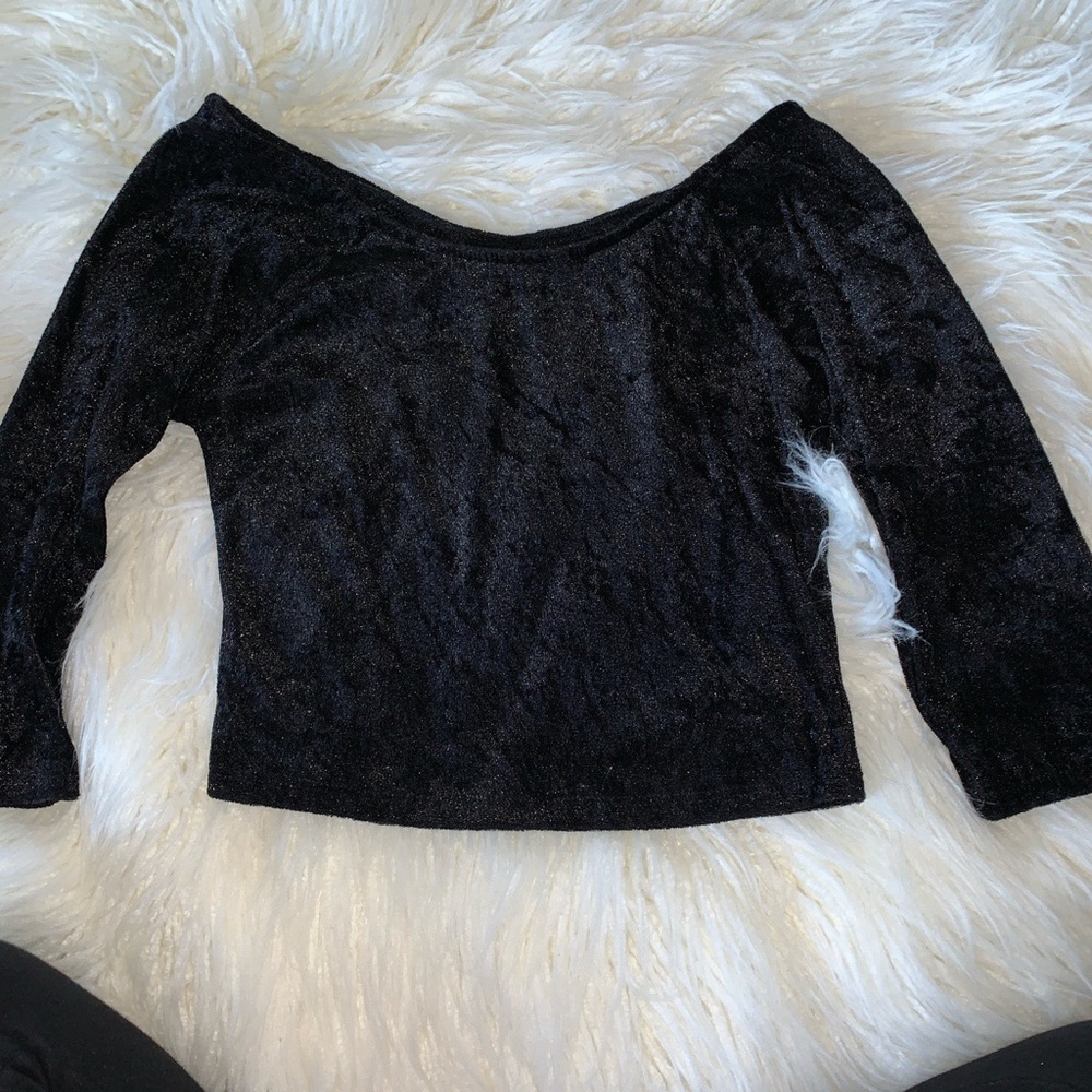 Black velvet crop top